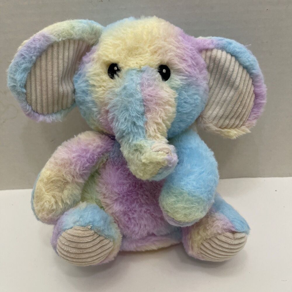 Spark Create Imagine Elephant Plush Rainbow Tie Dye Rattle Crinkle Baby Lovey